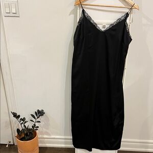 H&M Black Slip Dress with Lace Detail